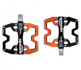 Yuzhijie Spares Yuzhijie Bicycle pedals, mountain bike pedals, flat pedals, large pedals, non-slip pedal nails, Orange
