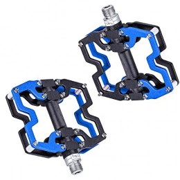 Yuzlder Mountain Bike Pedals, Ultra Strong Colorful CNC Machined Alloy Body 9/16" Cycling Sealed 3 Bearing Pedals(Blue)
