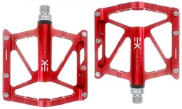 YZ Spares YZ Pedal, Mountain Bike Pedals, 3 Bearings Wide Aluminum Bicycle Pedals Wide Comfortable Bicycle Pedal Riding Spare Parts, Red