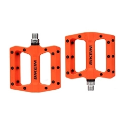 Zeroall Spares Zeroall Bike Pedals 9 / 16" Mountain Bike Pedals Nylon Fiber Body Non-Slip Bicycle Pedals with 16pcs Anti-Slip Pins, Cycling Wide Platform Pedals(Orange)
