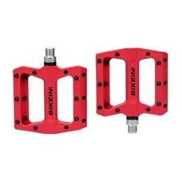 Zeroall Spares Zeroall Bike Pedals 9 / 16" Mountain Bike Pedals Nylon Fiber Body Non-Slip Bicycle Pedals with 16pcs Anti-Slip Pins, Cycling Wide Platform Pedals(Red)