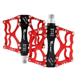 Zeroall Ultralight Bike Pedals 9/16" Mountain Bike Pedals Aluminum Alloy Non-Slip Bicycle Pedals with Full Sealed Bearings & 12pcs Anti-Slip Pins, Cycling Wide Platform Pedals(Red)