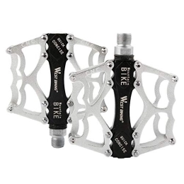 Zeroall Spares Zeroall Ultralight Bike Pedals 9 / 16" Mountain Bike Pedals Aluminum Alloy Non-Slip Bicycle Pedals with Full Sealed Bearings & 12pcs Anti-Slip Pins, Cycling Wide Platform Pedals(Silver)