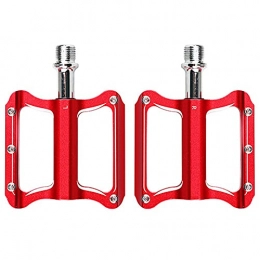 zjyfyfyf Mountain Bike Pedal zjyfyfyf MTB Bike Platform Pedals 9 / 16 inch Wide Cycling Pedals Sealed Bearing Axle for Mountain BMX Road Accessories Bicycles with Metal Texture (Color : Red)