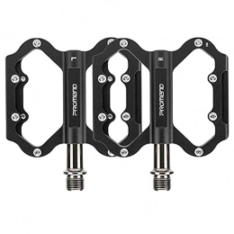 zjyfyfyf Mountain Bike Pedal zjyfyfyf MTB Bike Platform Pedals 9 / 16 inch Wide Plus Aluminium Alloy Flat Cycling Pedals Sealed Bearing Axle for Mountain BMX Road Accessories Bicycles with Metal Texture (Color : Black)