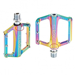 zjyfyfyf Spares zjyfyfyf MTB Bike Platform Pedals 9 / 16 Inch Wide Plus Aluminium Alloy Flat Cycling Pedals Sealed Bearing Axle For Mountain BMX Road Accessories Bicycles With Metal Texture (Color : Multi-colored)