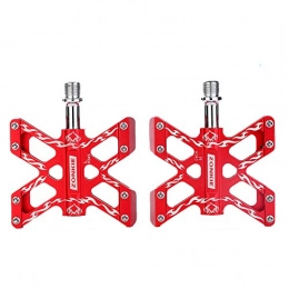 ZONKIE Bike Pedals,Mountain Bicycles Pedals Flat Aluminum Alloy Platform Sealed Bearing Axle (red)