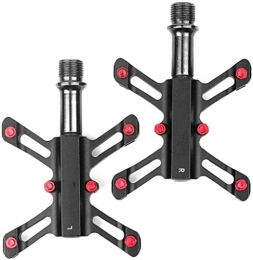 ZOOENIE 1 Pair Bicycle Aluminium Pedals Road Bike Palin Pedals Folding Car Bearing Pedals/Simple and Durable Three Palin X-shaped Pedals/Black