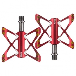 Zrong Mountain Bike Pedal ZRONG -light Aluminum Alloy Axle Bicycle Pedal CNC Mountain Bike Pedals Road MTB pedales bicicleta 3 Bearings Body BMX (Color : Red)