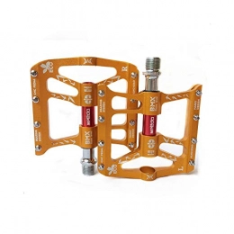 ZYL Spares ZYL Pedal, Bicycle Pedal, Three Palin Bearing Titanium Aluminum Alloy Pedal Road Bike Ultra Light Non-Slip Pedals Universal Road Bicycle Accessories Riding Equipment, Yellow
