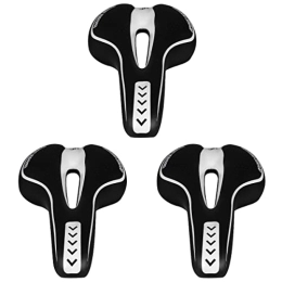 ABOOFAN Spares 3 pcs Mountain bike hollow hole saddle bike relax breathable bike mtb saddle cover Absorbing saddle bike pad hollow bike high resilience seat leather Middle hole white Comfortable