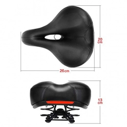 ALGWXQ-seat cushions Mountain Bike Seat ALGWXQ Bicycle Seat Cushion Mountain Bike Hard Spring Reflective Strip Soft Cozy Breathable Hollow Design Thickening Widening Shock Absorption Decompression (color : Black, Size : 20x26cm)