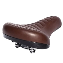BaiHogi Mountain Bike Seat BAIHOGI Comfortable Mountain Bikes Seat Road Bicycles Seat Soft Wide Thicken Saddle Vintage Leather Pad With Spring Cycling Parts (Color : Dark brown 1)