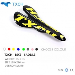 TXCH Spares Bicycle Glossy / Matte Carbon Saddle 3k Full Carbon Fibre Cycling MTB Road Bike Seat Bicyle Parts (Yellow)
