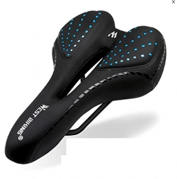 HDONG Mountain Bike Seat Bicycle Saddle Cushion Breathable Pu Leather Hollow Comfortable Road Mtb-A Black Blue_China