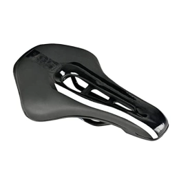 Bicycle Saddle Seat Mountain Bike Saddle Soft Leather Long-Distance Hollow Breathable Waterproof for MTB, Road, Folding Bikes,Black white