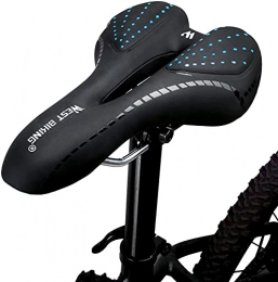 GCX Mountain Bike Seat Bicycle Saddles, Bike Seat, Comfortable Gel Padded Seat Cushion, Memory Foam, Waterproof, Breathable, Fit Most Bikes, Mountain / Road / Hybrid (Color : Blue)