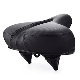 Bicycle Seat Big Butt Leather Cycling Saddle Mountain Bike Accessories Shock Absorber Spring Thicken Wide Soft Cushion Black