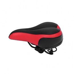 Bicycle Seat - Comfortable Thickened Soft Bum Shock Absorb Bike Saddle with Reflective Stripe for Mountain Bicycle Black + Red