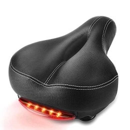 Bike Saddle, Comfort Bicycle Seat Cycle Saddle Wide Cushion Pad with Taillight, Padded Leather Mountain Bike Seat for Women Men, Anti-Slip Breathable Hollow Designed, for Road Bikes & Mountain Bike