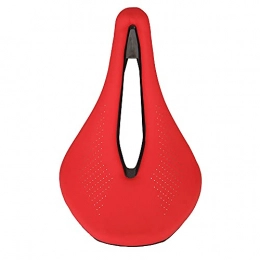 Moye Spares Bike Saddle PU Breathable Hollow Cycling Seat Cushion Mountain Road Bicycle Padded Soft Saddle MTB BMX Accessories Red