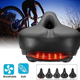 Bike Seat/Bicycle Saddle with Tail Light Widen MTB Cushion Road Bike Soft Comfortable Seat Taillight Waterproof Soft Cycle Seat