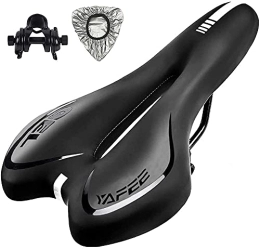 VEMMIO Spares Bike Seat, Gel Bicycle Saddle Comfortable Soft Breathable Cycling Bicycle Seat, Comfortable Bike Seat with Reflective Strips, for MTB Mountain Bike, Folding Bike, Road Bike Comfortable (Color : Schwarz