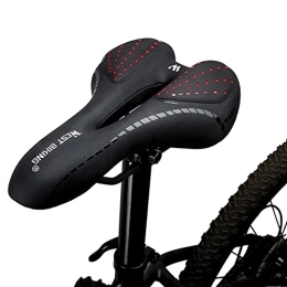 SAHFV Mountain Bike Seat Breathable Soft Bike Bicycle Saddle PU Leather Surface Silica Filled Gel Comfortable Road MTB Mountain Bike Cycling Saddle Seats (Color : Black Red)