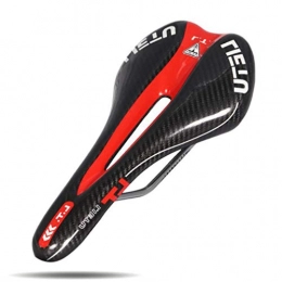 RHNE Spares Carbon Pattern Mountain Bike Seat Saddle Professional Road MTB Comfortable Bicycle Seat Cycling Seat Cushion Pad Black Red