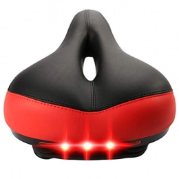 Clispeed Spares CLISPEED Bicycle Saddle Shock Absorption Bike Saddle Thickened Comfortable Bicycle Seat with Tail Light without Battery Black Red