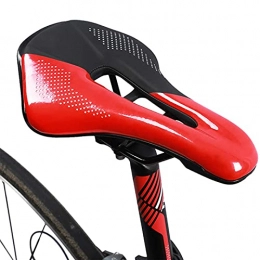 Comfort Bicycle Saddle, Bike Seat Soft Padded Waterproof, Breathable Hollow Bike Gel Saddle for Women Men MTB Road Bike,Red