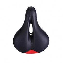SZJ Spares Comfortable Men Women Bike Seat Memory Foam Padded Leather Wide Bicycle Saddle Cushion, Waterproof, Dual Spring Designed, Soft, Breathable, Fit Most Bikes, Red