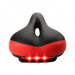 CawBing Mountain Bike Seat Comfortable Road Mountain Bike Seat with Tail Light, Memory Foam Bike Seat, Bike Saddle, Hollow Ergonomic Bicycle Seat with Warning Taillight Waterproof, Soft, Breathable, Fit MTB, Most Bikes (Red)