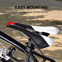 Shanbor Spares Easy Mounting Bicycle Saddle PU Leather and Hascrome Material Shockproof Bike Seat Cushion Mountain Bikes for Road Bikes Mainstream Bike Cycling(Black and White)