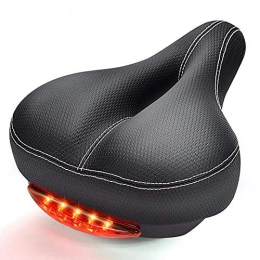 Eizur Comfortable Bike Seat twith Taillight Memory Foam Padded Leather Wide Bicycle Saddle Cushion with Tail Light for Men Women, Dual Spring Designed, Waterproof, Breathable, Fit Most Bikes