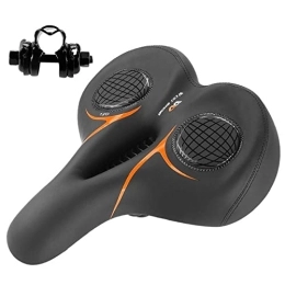 F Fityle Mountain Bike Seat F Fityle Mountain Bike Seat Cushion Replacement Shock Absorbing Universal Widen Thicken PU Leather Bicycle Saddle for Road Bikes Cycling Parts, Orange