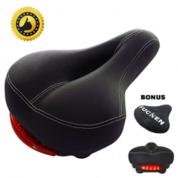 FUCNEN Spares FUCNEN Bike Saddle Seat Cushion Outdoor Wide Big Bum Men Bike Bicycle Cushion Comfort Saddle Seat with Tail Light Nice Gift for Biker Safety (White)