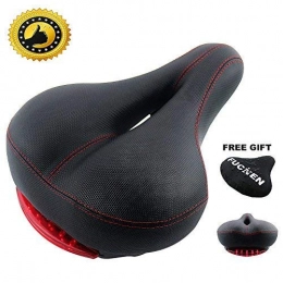 FUCNEN Mountain Bike Seat FUCNEN Comfortable Bike Saddle Seat with Taillight for Biker Men Women Fit Most Bikes Wide Soft Padded Comfort Seat for Bikes Big Bum Bicycle Saddle for Mountain bikes Nice Gift for Firends(Red)