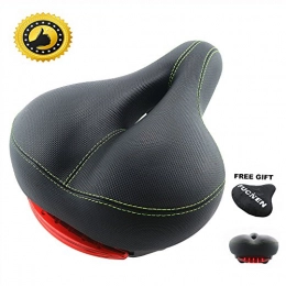 FUCNEN Spares FUCNEN Comfortable Bike Saddle Seat with Taillight for Biker Men Women Safety Fit Most Bikes Wide Soft Padded Comfort Seat for Bikes Big Bum Bicycle SaddleNice Gift(Green)