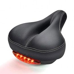 FUJGYLGL Spares FUJGYLGL Comfortable Bike Seat - Memory Foam Padded Leather Wide Bicycle Saddle Cushion with Taillight, Waterproof, Dual Spring Suspension, Soft, Breathable Safety Fit Most Men Women Bike