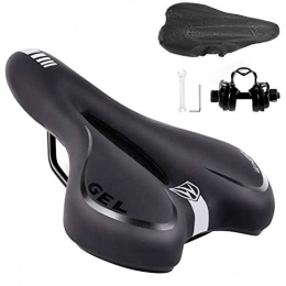 Slyzone Spares Gel Bike Saddle Cushion - Comfortable Bike Seats Breathable MTB Bicycle Seat Cover Pad for Road Bike Mountain Bike with Reflective Strips - Mens & Womens (Black)