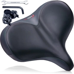 Giddy Up! Bike Seat - Oversize Comfortable Bicycle Saddle - Extra Wide Replacement Universal Fit Indoor Outdoor Padded Memory Foam