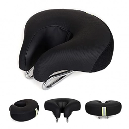 GSYNXYYA Mountain Bike Seat GSYNXYYA Bike Seat - No Nose Mountain Bike Saddle Waterproof Breathable, Thickened Super Soft And Comfortable Cushion(7.5 * 6.5 * 3.5In), Black