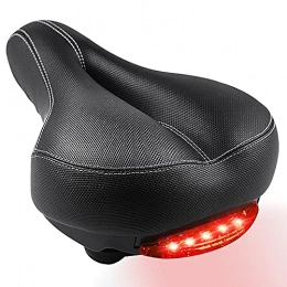GT HITGX Spares GT HITGX Comfort Bike Seat for Women or Men, Waterproof Memory Foam Padded Leather Bicycle Saddle Cushion with Taillight, Dual Spring Shock Absorbing
