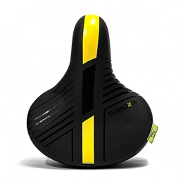 HEZHANG Spares HEZHANG Thickened Bicycle Saddle, Waterproof Mountain Bike Seat Cushion with Reflective Strip, Comfortable Riding Bicycle Seat Replacement, Suitable for Dual-Track and Clip-On Seat Tube, Yellow, 26×22Cm