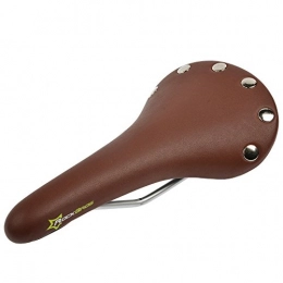 Hysenm Spares HYSENM Concave PU Ergonomic Shock Absorbent Road Mountain Bike MTB Seat Saddle, brown with rivets