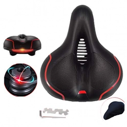 JHDUID Mountain Bike Seat JHDUID Bike Seat, Bicycle Suspension Wide Saddle Seat Dual Shock Absorbing Memory Foam Waterproof Bike Saddle Universal Fit for Exercise Bike and Outdoor Bikes, Red