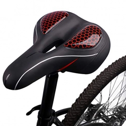 JIBO Spares JIBO Bike Saddle Thicken Seat Taillight Flash Light Waterproof PU Soft Front Saddle Comfortable Bicycle Cushion 25 * 17.6 * 9Cm, Red