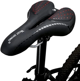 JYCCH Spares JYCCH Bicycle Saddles, Bike Seat, Comfortable Gel Padded Seat Cushion, Memory Foam, Waterproof, Breathable, Fit Most Bikes, Mountain / Road / Hybrid (Color : Black) (Red)