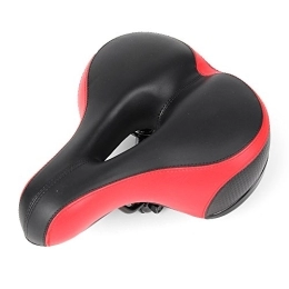 VEQSKING Spares Ladies Gel Soft Bike Saddle Comfortable Extra Wide Saddle with Hole for MTB Mountain Bike, black red